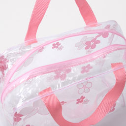 Цена за 2 шт. Косметичка-сумочка на молнии для бассейна, с ручками, с рисунком, прозрачная/розовая