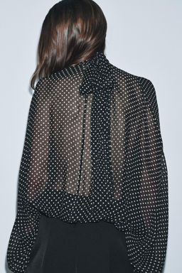 ZW COLLECTION POLKA DOT BLOUSE WITH TIES - Zara фото 6