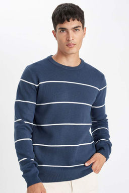 Standart Fit Normal Kesim Bisiklet Yaka Cizgili Triko Kazak - Defacto фото 2