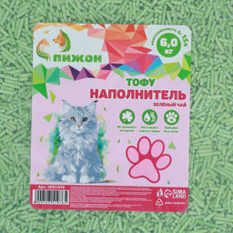 Наполнитель тофу, Пижон зеленый чай 6 кг впитываемость до 15 л  фото 2