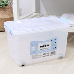 Контейнер для хранения с крышкой, 35 л, 50×31×28 см, на колёсах, прозрачный, ручки МИКС