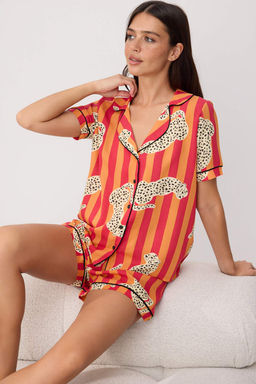 Cok Renkli Animal Shally Dokuma Pijama Tak?m? THMSS26PT00136