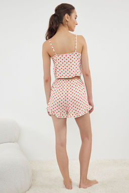 Trendyolmilla Beyaz Puantiyeli F?rf?r Detayl? Ip Ask?l? Viskon Sortlu Dokuma Pijama Tak?m? THMSS21PT0742 фото 26