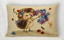 Веселый ёжик Цветочек- гобеленовая наволочка 45х45см - Гобеленглавснаб фото 2