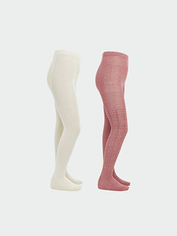 Desenli K?z ?ocuk K?lotlu ?orap 2li