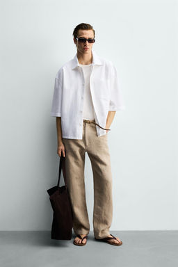 CAMISA BOXY FIT BOLSILLO / Blanco