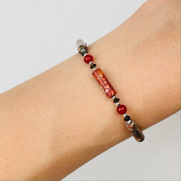 Браслет из леопардовой Яшмы,Сердолика и Обсидиана