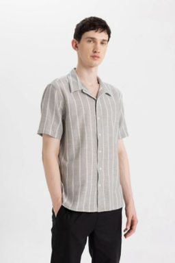 Regular Fit Yazl?k Polo Yaka Pamuklu K?sa Kollu Gomlek