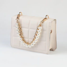 Цена за 2 шт. Цепочка для сумки, с жемчугом, d = 14 мм, 2,3 16 11,5 мм, 30 см, цвет золотой - Арт узор фото 3