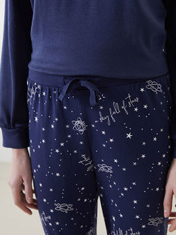 Beli Lastikli Desenli Kad?n Jogger Pijama Alt?