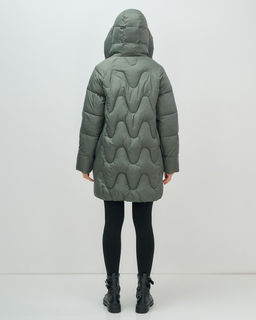 Куртка зимняя женская с капюшоном модная цвета хаки 7653Kh - Visdeer фото 7
