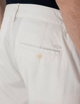 Ekru Slim Fit Beli Lastikli Kanvas Pantolon