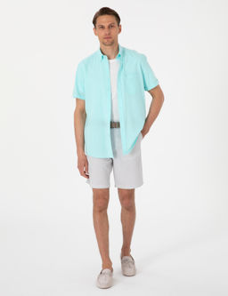 Gri Slim Fit Gofre Dokuma _ort