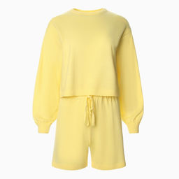 Костюм женский (джемпер, шорты) MINAKU: Casual Collection, цвет лимон, размер 50