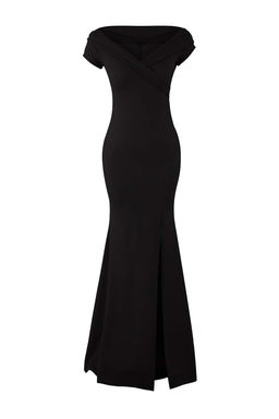 Siyah Carmen Yaka Bal?k Kesim Maxi S?k Abiye Gece Mezuniyet Elbisesi TPRSS25AE00191 - Trendyolmilla фото 5