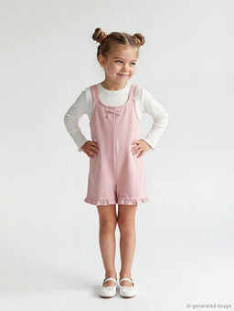Fiyonk Detayl? K?z ?ocuk Salopet Elbise