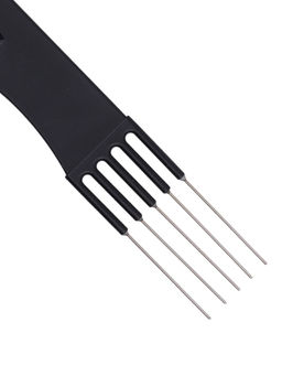 Kristaller Профессиональный гребень для волос с металлической вилкой 06969, карбон, черный, 19,5 см