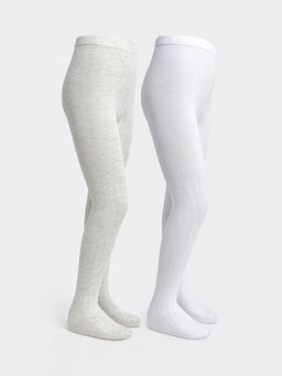 Kendinden Desenli K?z ?ocuk K?lotlu ?orap 2li