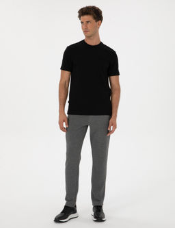 Siyah Regular Fit Kal_n Dokulu Bisiklet Yaka Basic Ti__rt - Pierre cardin фото 4