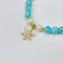 Браслет из Амазонита и Жемчуга с подвеской снежинка - Радуга самоцветов фото 3