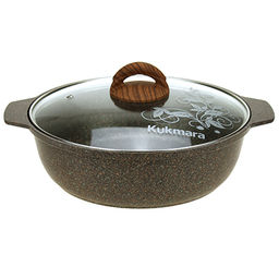 Кастрюля с антипригарным покрытием 3л, д26см Granit Ultra, h9см, стеклянная жаропрочная крышка, ручка из термостойкого пластика, гранитный (Россия) - можно использовать металлические кухонные принадлежности