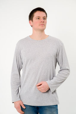 Лонгслив мужской из рибаны Серый меланж
