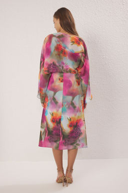 TRENDYOLMILLA Mavi Soyut Desenli Duz Kesim Pelerin Detayl? Maxi Astarl? Sifon Dokuma Elbise TWOSS25EL00014 фото 12