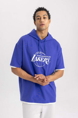 DeFactoFit Футболка оверсайз с капюшоном и короткими рукавами НБА Лос-Анджелес Лейкерс  фото 4