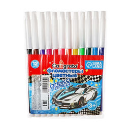 Фломастеры 12 цветов Calligrata «Машинка», невентилируемый колпачок