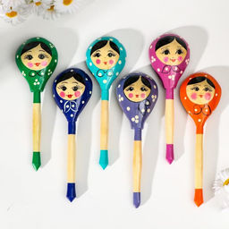 Ложка деревянная «Матрёшка», полубаская, 19×6 см, МИКС