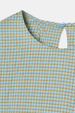 CHECK BALLOON SLEEVE TOP - Zara фото 9