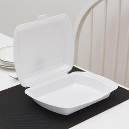 Цена за 100 шт. Ланч - бокс одноразовый, 24.7×20.6×7 см, 1 секция, полистирол, белый