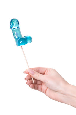 Леденец Sosuчki, Пенис Blue Curacao, средний, голубой, 80гр