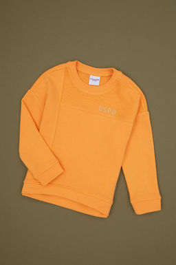 K_z _ocuk Turuncu Bisiklet Yaka Sweatshirt