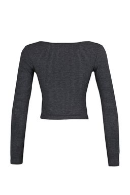 Antrasit Dugme Detayl? Kare Yaka Fitted/Vucuda Oturan Fitilli Esnek Crop Orme Bluz TWOAW23BZ00384