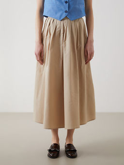 Beli Lastikli Saten Kad?n Pileli Etek