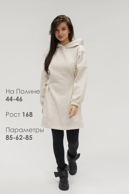 Туника женская теплая с капюшоном и хлястикамии