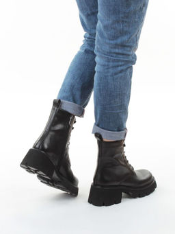 01-BE22B-3A BLACK Ботинки демисезонные женские (натуральная кожа, байка)