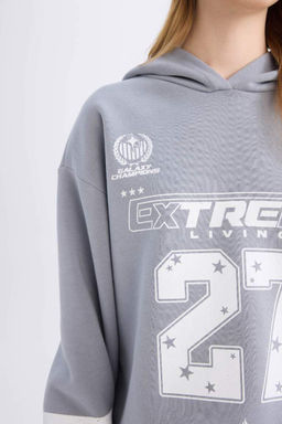 Толстовка с капюшоном и принтом Cool Oversize, широкий крой - Defacto фото 4