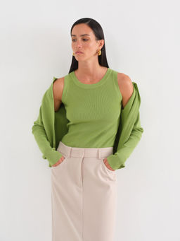 Conso/KCL 230623 - pale green Кардиган + Топ женский  фото 3