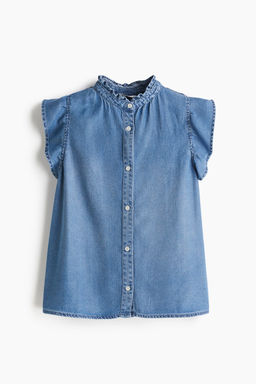 Blusa denim con volantes