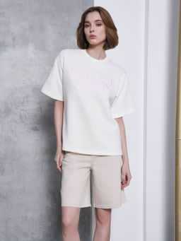 CONTE Удлиненная футболка из футера c вышивкой New chance LD 2727 off-white