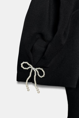 CUERPO MANGA ABULLONADA PERLAS LAZOS / Negro - Zara фото 8