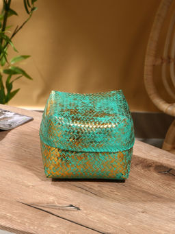 Корзинка плетёная «Голден мини», 19×19×14 см, голубая