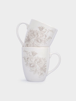 Кружка, 390 мл, 2 шт, фарфор P, белая, Бежевые цветы, Lorenzo - Anna lafarg фото 4