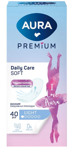 AURA PREMIUM Прокладки жен. Ежедневные ультратонкие LIGHT (40шт) / арт-58733 /