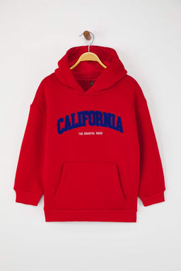 K?rm?z? Pamuklu Slogan Bask?l? Kapusonlu Oversize Orme Unisex Cocuk Sweatshirt TKDAW26SW00025 - Trendyolmilla фото 5
