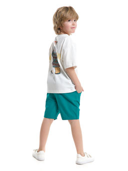 Футболка с принтом на спинке 22-9003 молочный - Mini maxi фото 17