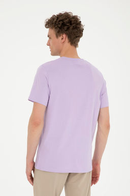 Erkek Regular Fit Bisiklet Yaka Lila Basic Ti__rt