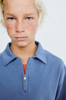 STORIESZ - SUDADERA POLO FELPA CREMALLERA / Azul / Acero - Zara фото 3